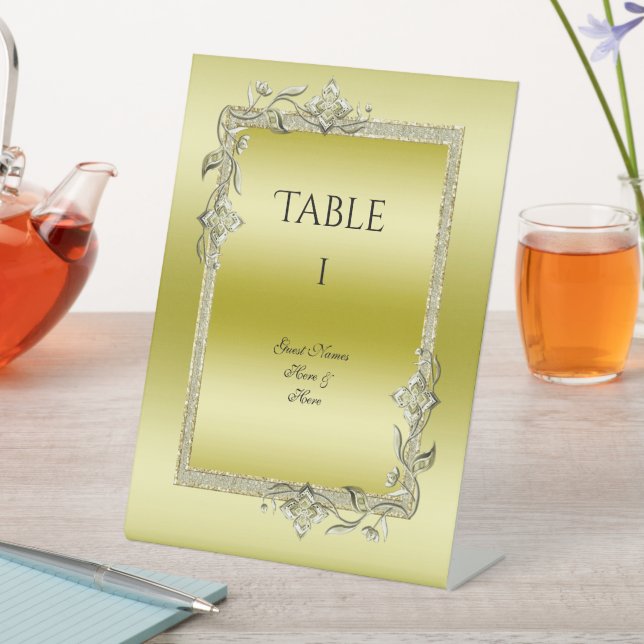 Goldenes Spiel & Glitzer 50. Hochzeitsjubiläum Sockelschild (In Situ)