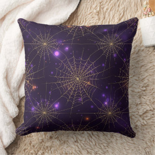 Goldenes Spinnennetz-Bokeh – Elegantes Halloween-N Kissen