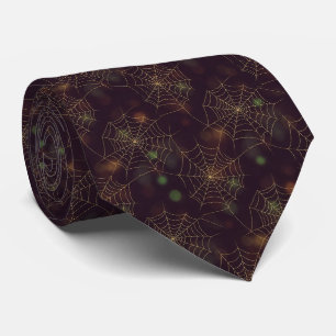 Goldenes Spinnennetz-Bokeh – Elegantes Halloween-N Krawatte