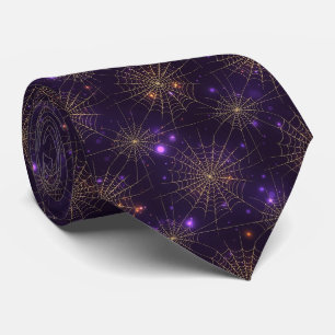 Goldenes Spinnennetz-Bokeh – Elegantes Halloween-N Krawatte