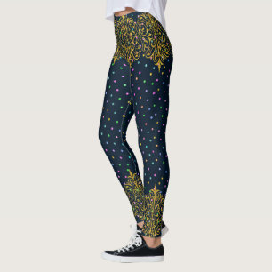 goldenes Spitzen- und farbiges Punkte-Muster Leggings