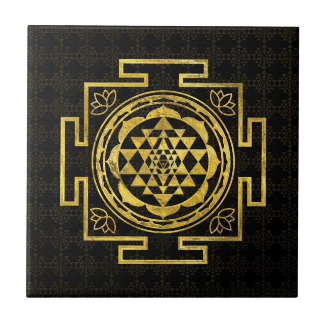 Goldenes Sri Yantra/Sri Chakra Fliese (Vorderseite)