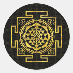 Goldenes Sri Yantra/Sri Chakra Runder Aufkleber