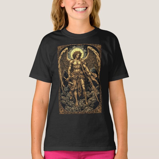 Goldenes St. Michael Mädchen T-Shirt (Vorderseite)