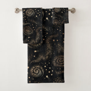 Goldenes Sternbild Galaxy Muster Badhandtuch Set