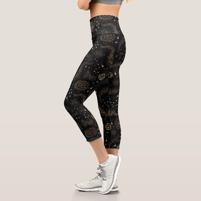 Goldenes Sternbild Galaxy Muster Capri Leggings (Links)