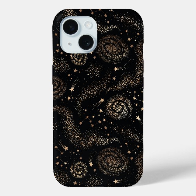 Goldenes Sternbild Galaxy Muster Case-Mate iPhone Hülle (Rückseite)