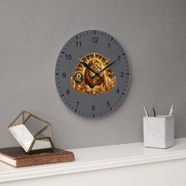 Goldenes Sternzeichen Löwe mit Edelsteinen Große Wanduhr