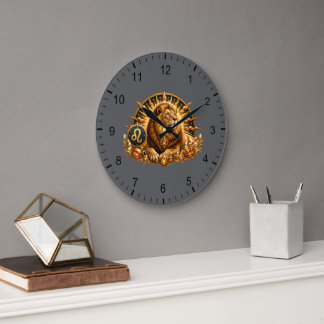 Goldenes Sternzeichen Löwe mit Edelsteinen Große Wanduhr