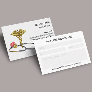Goldenes Stethoskop Caduceus Herz Medizinische Eri Terminkarte