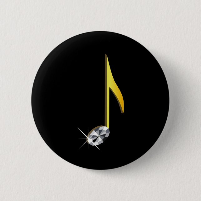 Goldenes Symbol einer Musiknote 1/8 Button (Vorderseite)