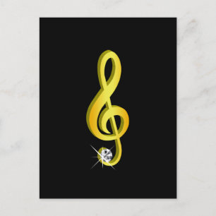 Goldenes Symbol für eine Musiknote G-Clef Postkarte