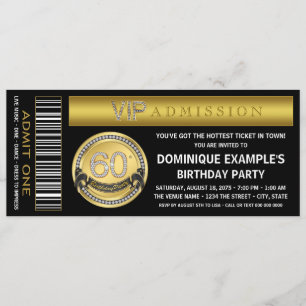 Goldenes Ticket 60. Geburtstagsfeier Einladung