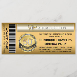 Goldenes Ticket Beliebige Nummer Geburtstagsfeier Einladung