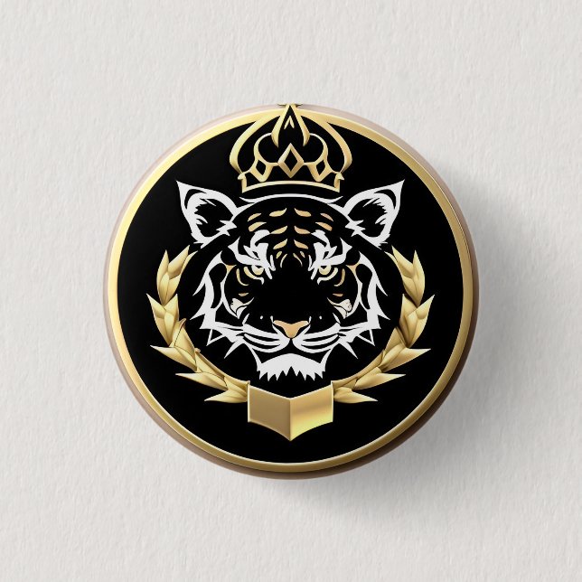 Goldenes Tiger-Wappen-Emblem Button (Vorderseite)