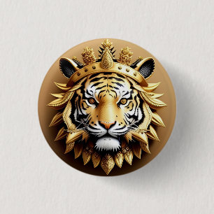 Goldenes Tiger-Wappen-Emblem Button