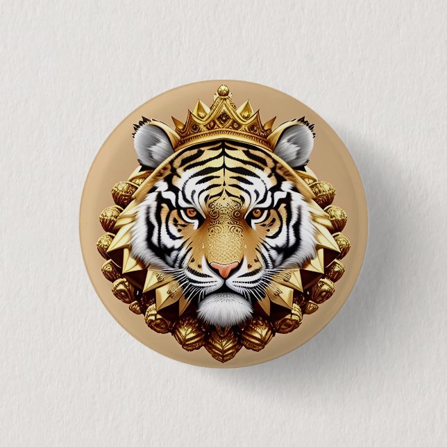 Goldenes Tiger-Wappen-Emblem Button (Vorderseite)