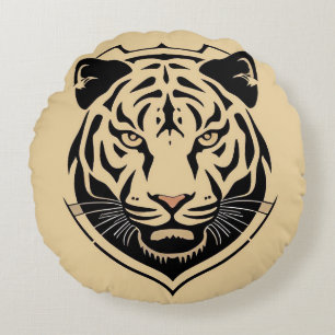 Goldenes Tiger-Wappen-Emblem Rundes Kissen