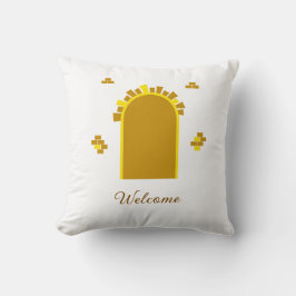 Goldenes Torportal – Minimalistisches abstraktes D Kissen