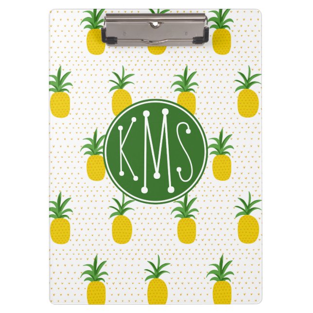 Goldenes tropisches Monogramm der Ananas-| Klemmbrett (Vorderseite)