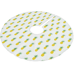 Goldenes tropisches Monogramm der Ananas- Polyester Weihnachtsbaumdecke
