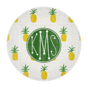 Goldenes tropisches Monogramm der Ananas- Schneidebrett