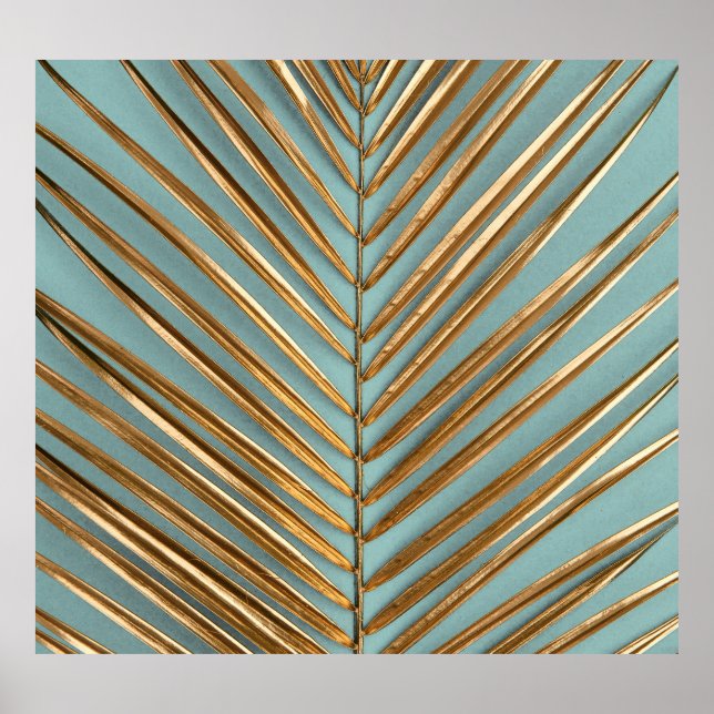 Goldenes tropisches Palmmuster Poster (Vorne)