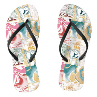 Goldenes und blaues Marmormuster Flip Flops