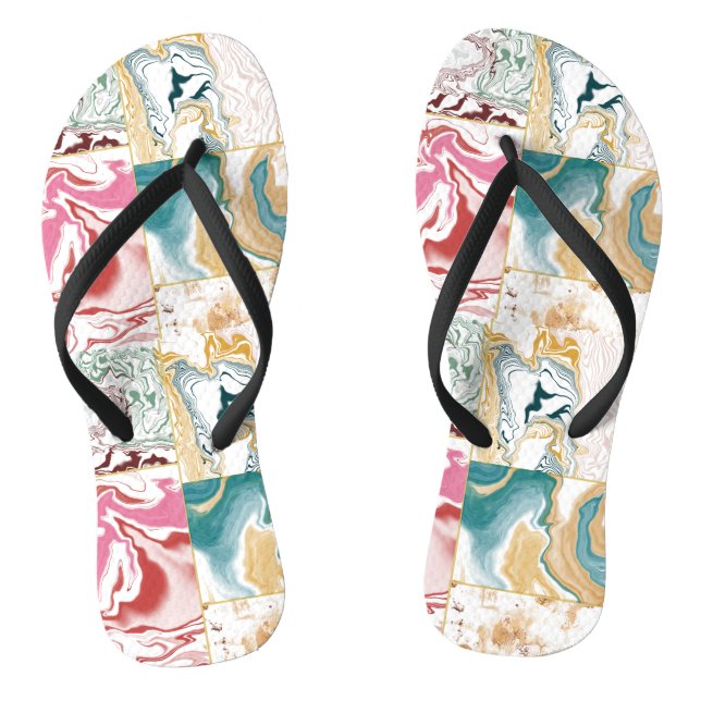 Goldenes und blaues Marmormuster Flip Flops (Fußbett)