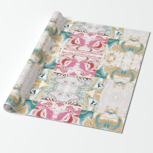Goldenes und blaues Marmormuster Geschenkpapier