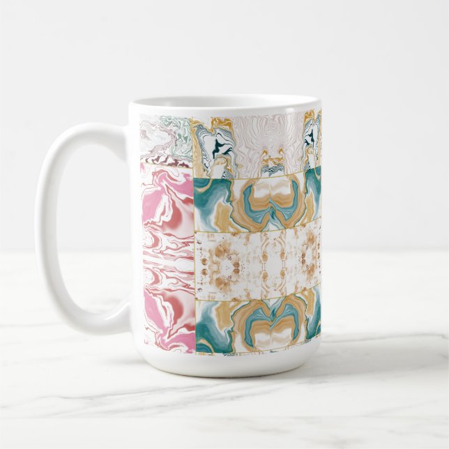 Goldenes und blaues Marmormuster Kaffeetasse (Links)