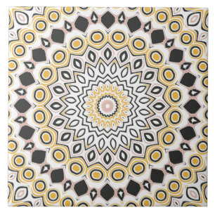 Goldenes und kohlefarbenes Mandala-Muster Fliese