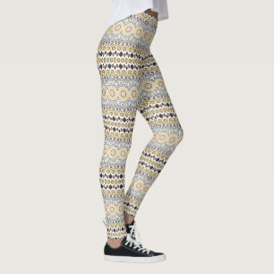 Goldenes und kohlefarbenes Mandala-Muster Leggings