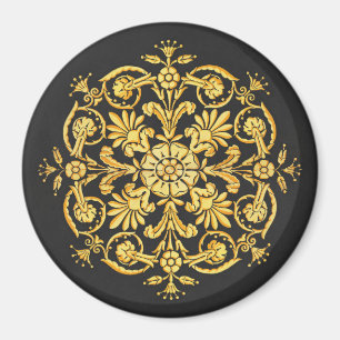 Goldenes und schwarzes Blumenmuster Magnet