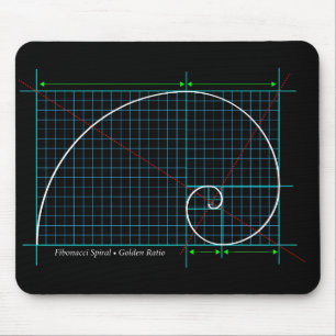 Goldenes Verhältnis, Fibonacci Spiral, Farbstoff G Mousepad