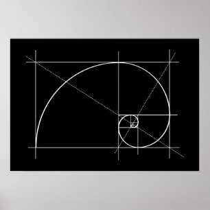 Goldenes Verhältnis, Fibonacci Spiral, Zeichnend Poster