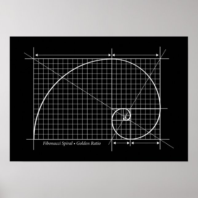 Goldenes Verhältnis, Fibonacci Spiral, Zeichnend Poster (Vorne)