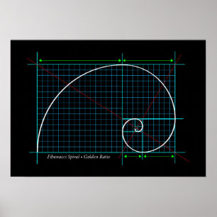 Goldenes Verhältnis, Fibonacci-Spirale, Poster