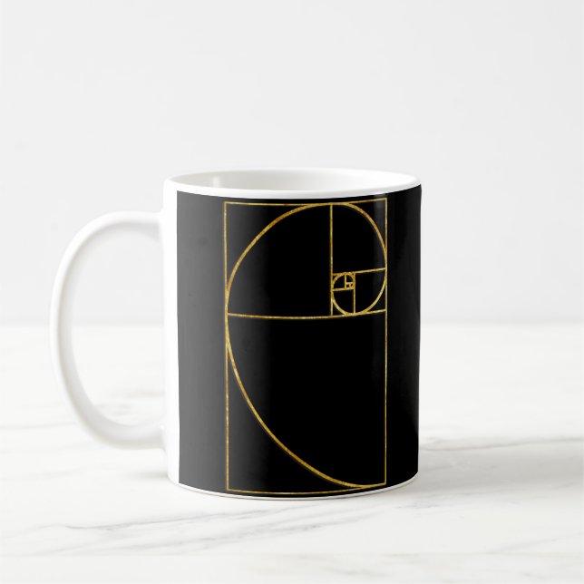 Goldenes Verhältnis-heilige Fibonacci-Spirale Tasse (Links)