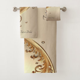 Goldenes verziertes Blumenhandtuch-Set Badhandtuch Set