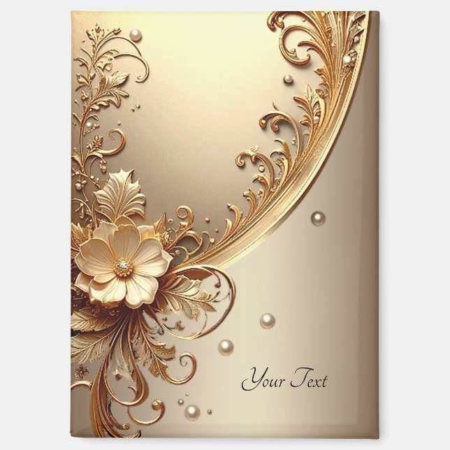 Goldenes verziertes Blumenmagnet Magnet (Vorderseite)