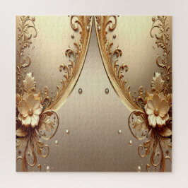 Goldenes verziertes Blumenpuzzle Puzzle