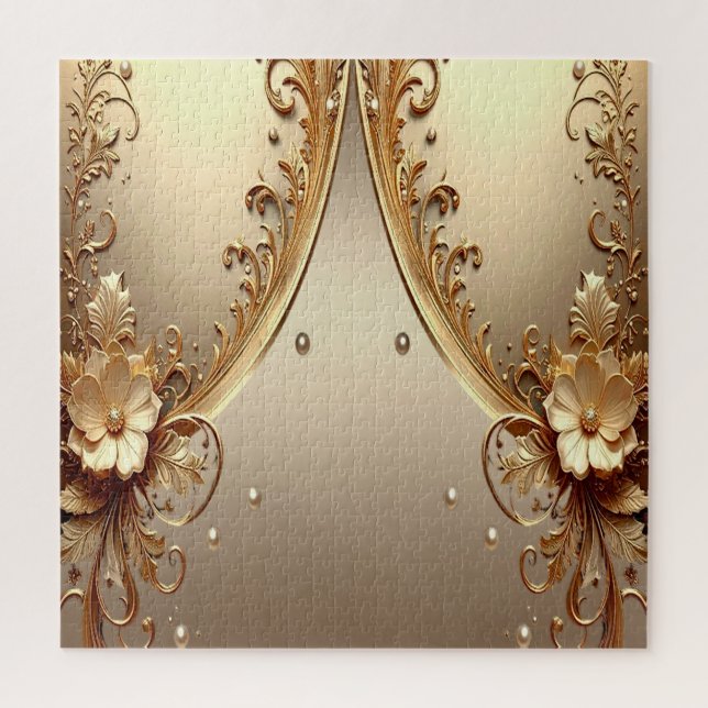Goldenes verziertes Blumenpuzzle Puzzle (Vertikal)