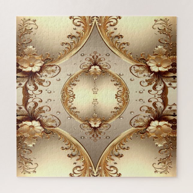 Goldenes verziertes Blumenpuzzle Puzzle (Vertikal)