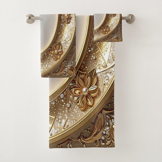 Goldenes verziertes Handtuch-Set Badhandtuch Set (Insitu)