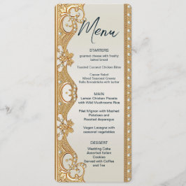 Goldenes Verziertes Perlenmenü Menükarte