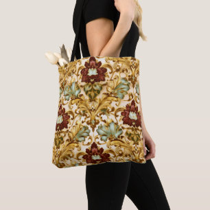 Goldenes viktorianisches florales Damast mit Salbe