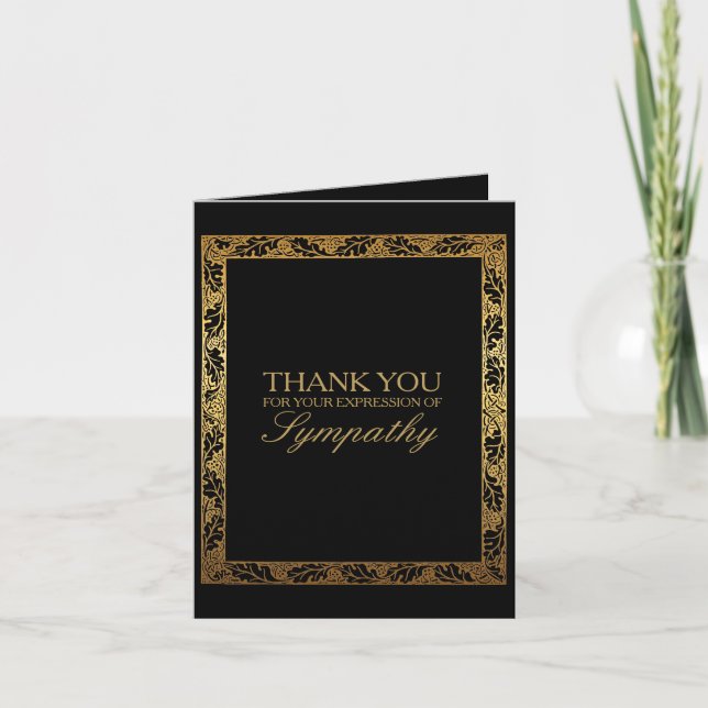 Goldenes Vintages Beileid des Spant-2 danken Dankeskarte (Vorderseite)