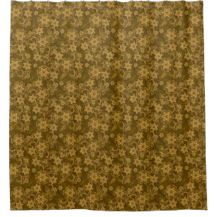 Goldenes Vintages Blumenmuster Duschvorhang