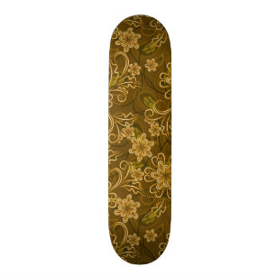 Goldenes Vintages Blumenmuster Skateboard